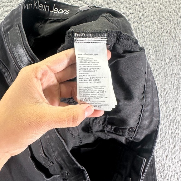 Calvin Klein Jeans Women 14 Black Cotton Denim Skinny Leg Curvy Stretch Workwear - Picture 4 of 11